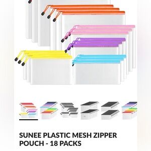 BRAND NEW | Multi-Color Mesh Zipper Pouch Set | 18 Pack